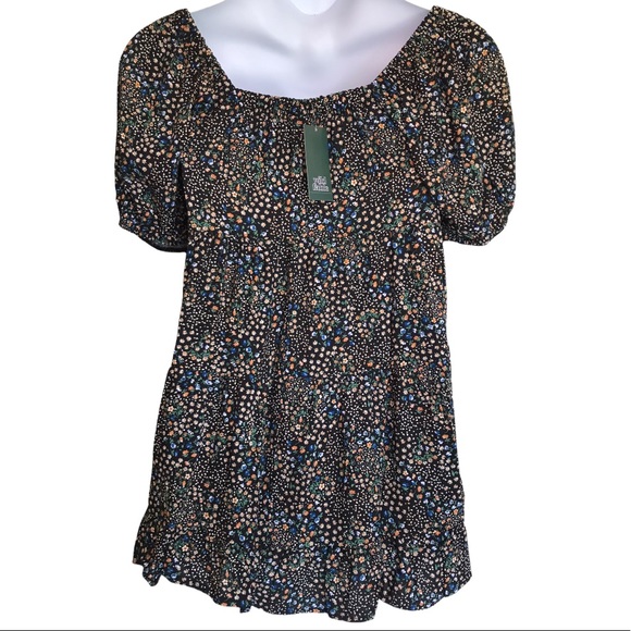 Wild Fable Ruffled Floral Babydoll Mini Dress Black - Picture 9 of 10